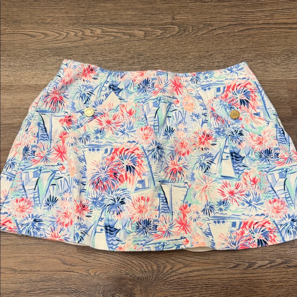Lilly Pulitzer Floral & Sailboat Print Skort in Coral, Navy & Mint
